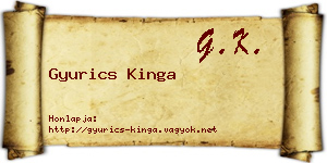 Gyurics Kinga névjegykártya